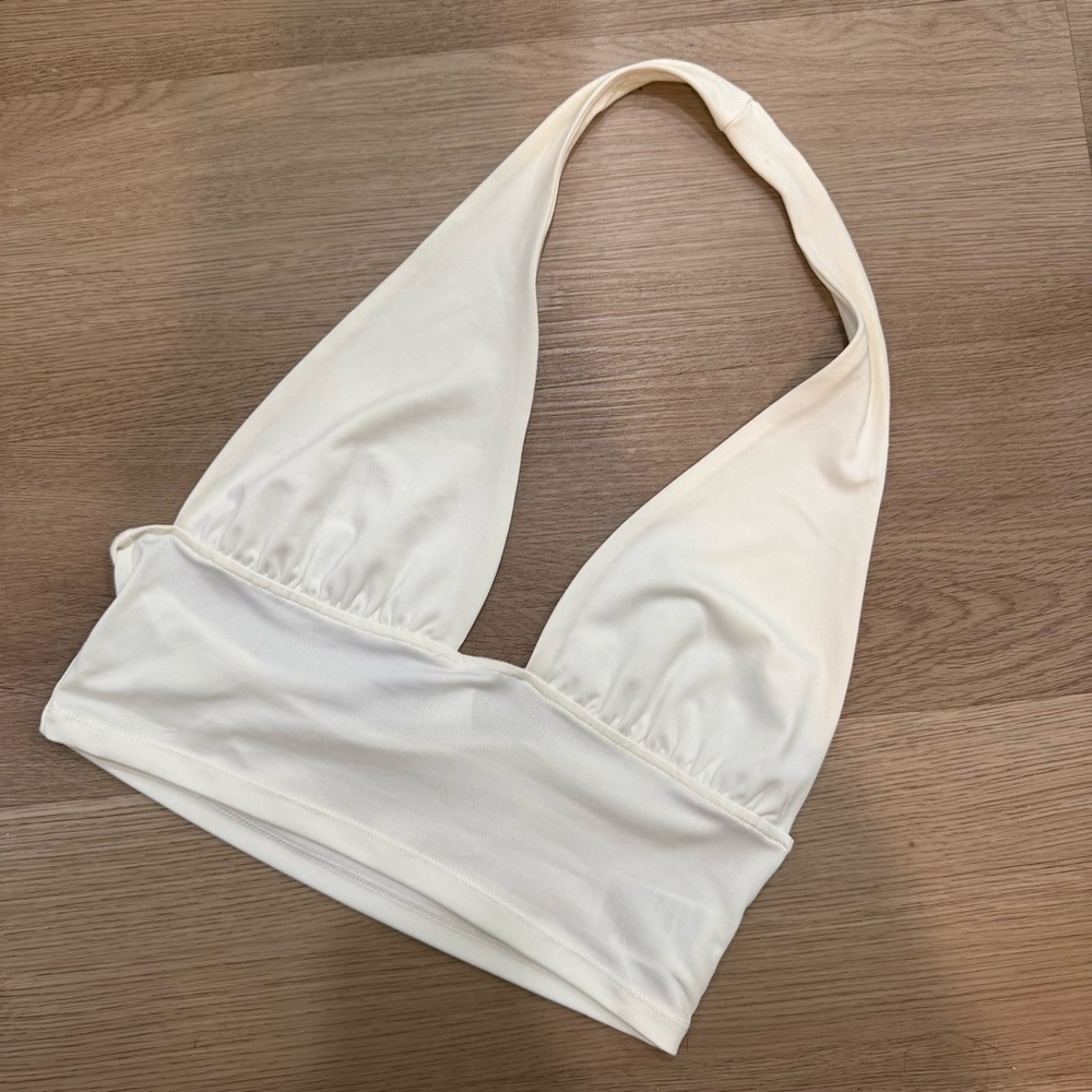 H&M White Fitted Backless Tank Top